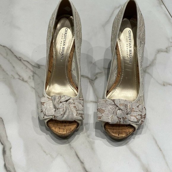 Christian Siriano Shoes - Christian Siriano | Beige Lace Floral Heel 8